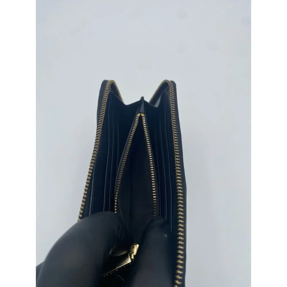 TORY BURCH Black Saffiano Leather Robinson Continental Zip Around Wallet